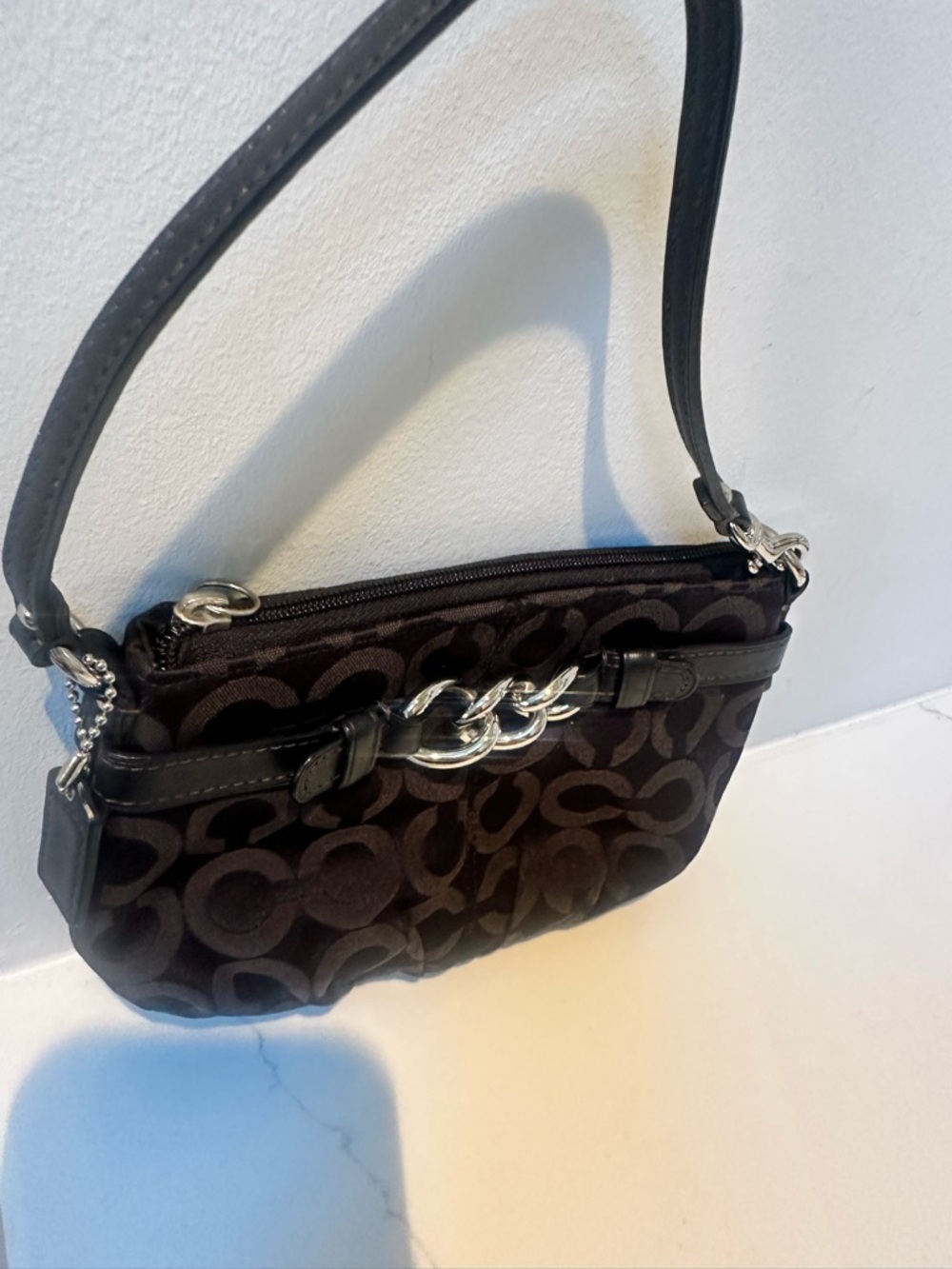 Coach Op Art Black Signature Jacquard wristlet or mini bag with hang tag - Picture 10 of 10